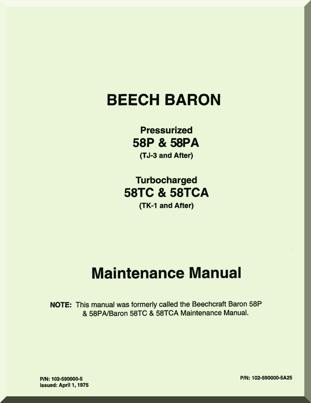 Beechcraft 55 / 56 / 58 Baron / T-42A Cochise Aircraft Manuals Collection