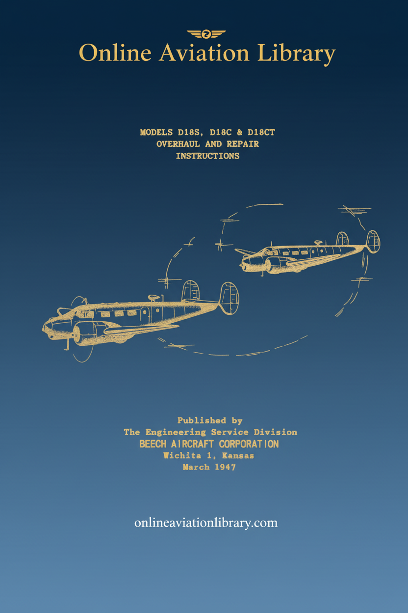 Beechcraft D18S D18C D18CT Overhaul and Repair Instructions Cover
