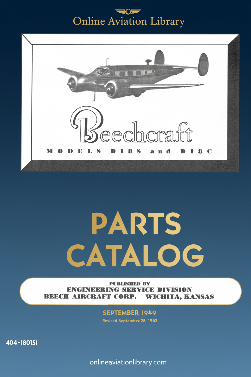 Beechcraft D18S D18C Parts Catalog Cover
