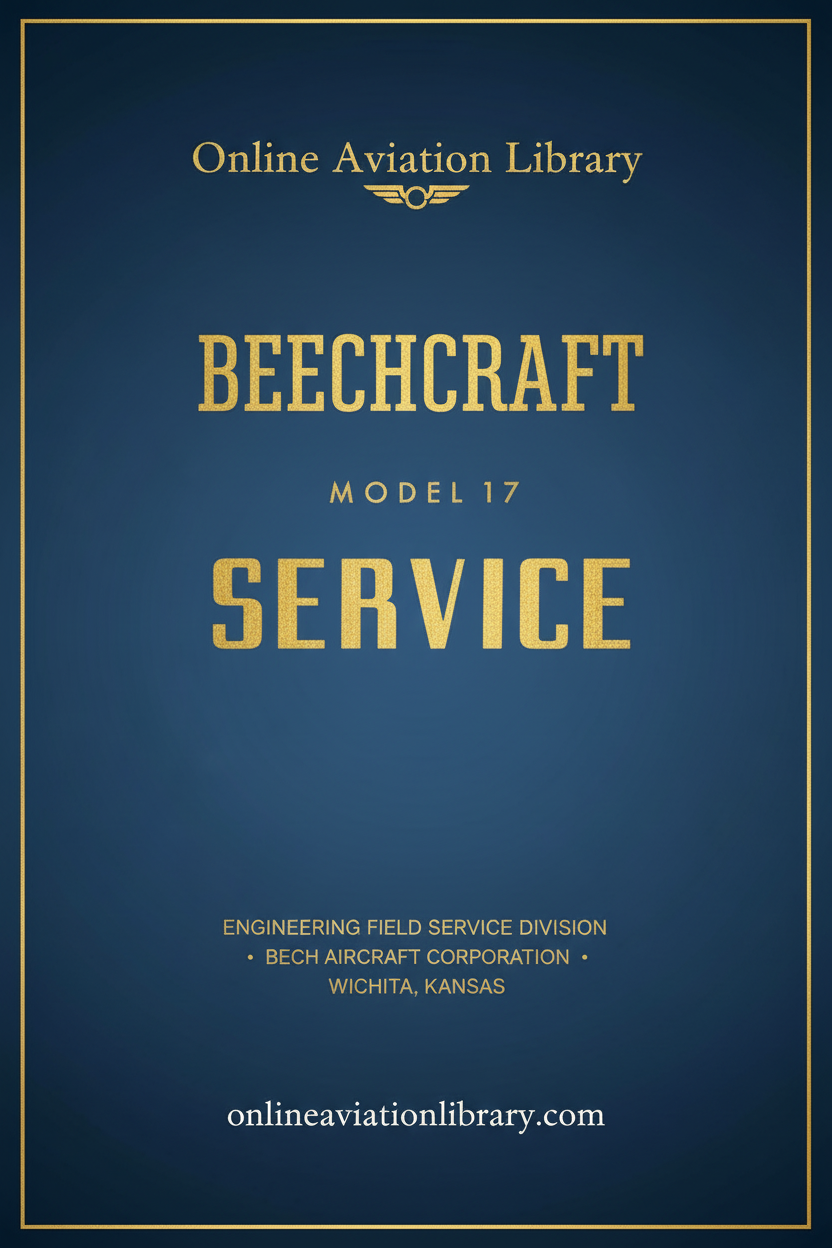 Beechcraft Model 17 Service Manual Cover Page