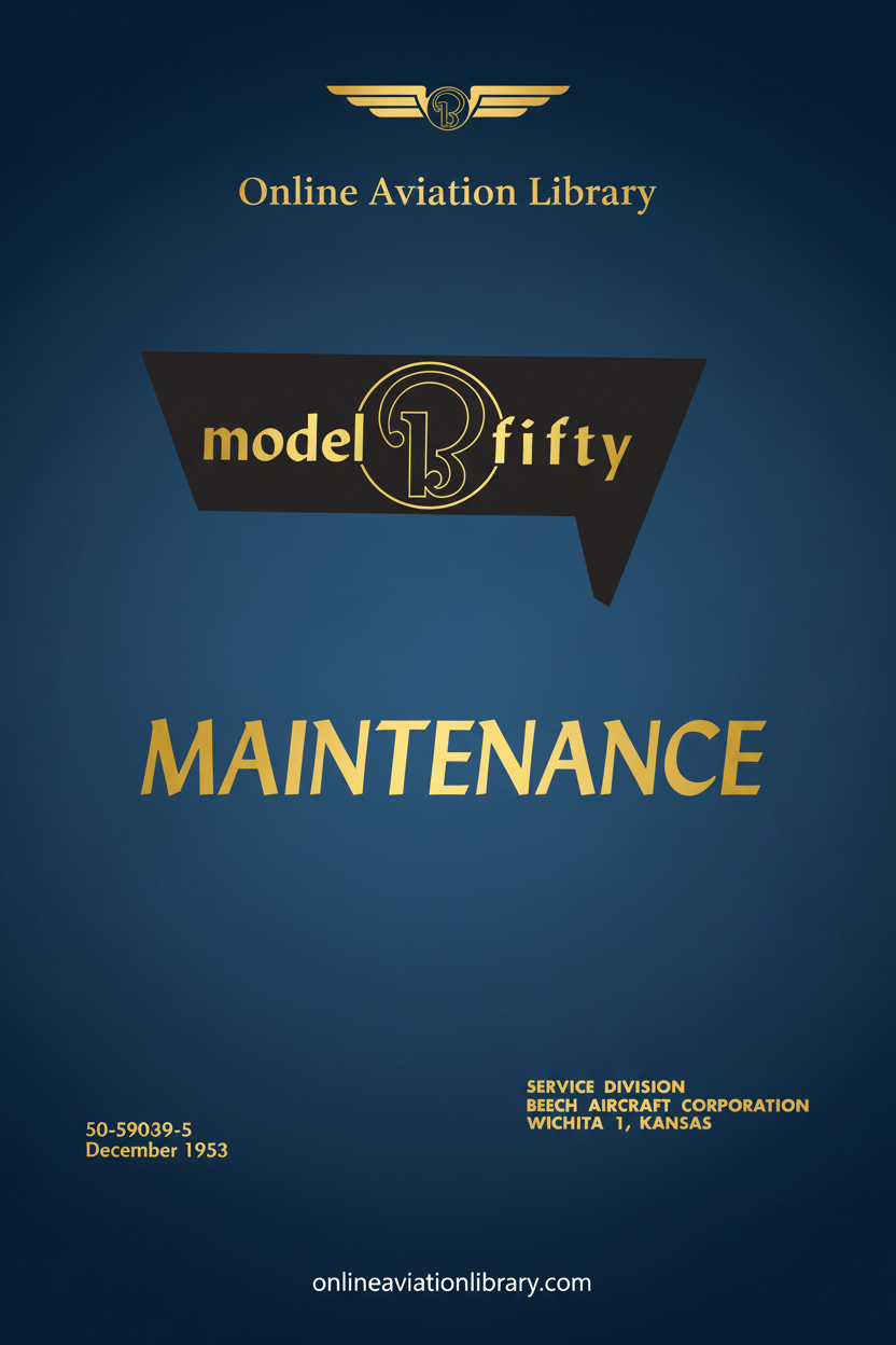 Beechcraft Model Fifty B50 Maintenance Manual Cover