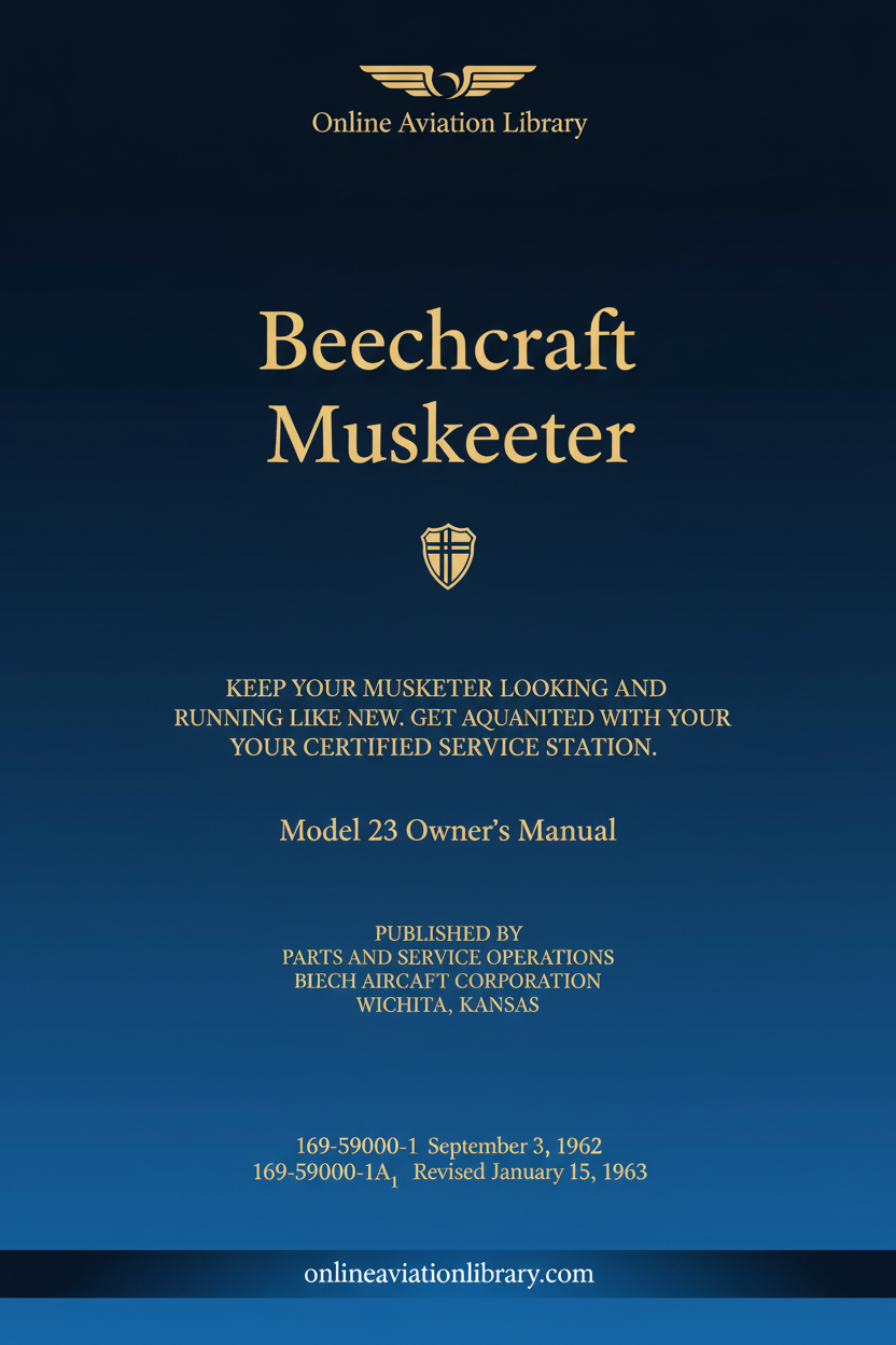 Beechcraft Musketeer Model 23 Owner's Manual Standard Cover Page