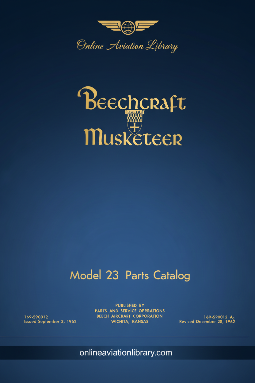 Beechcraft Musketeer Model 23 Parts Catalog Standard Cover Page