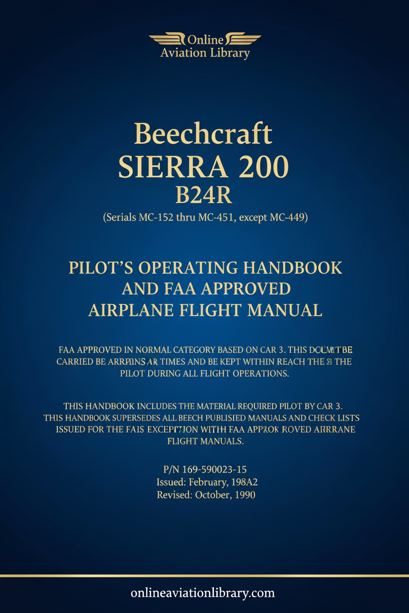 Beechcraft Sierra 200 B24R Pilot's Operating Handbook Standard Cover Page
