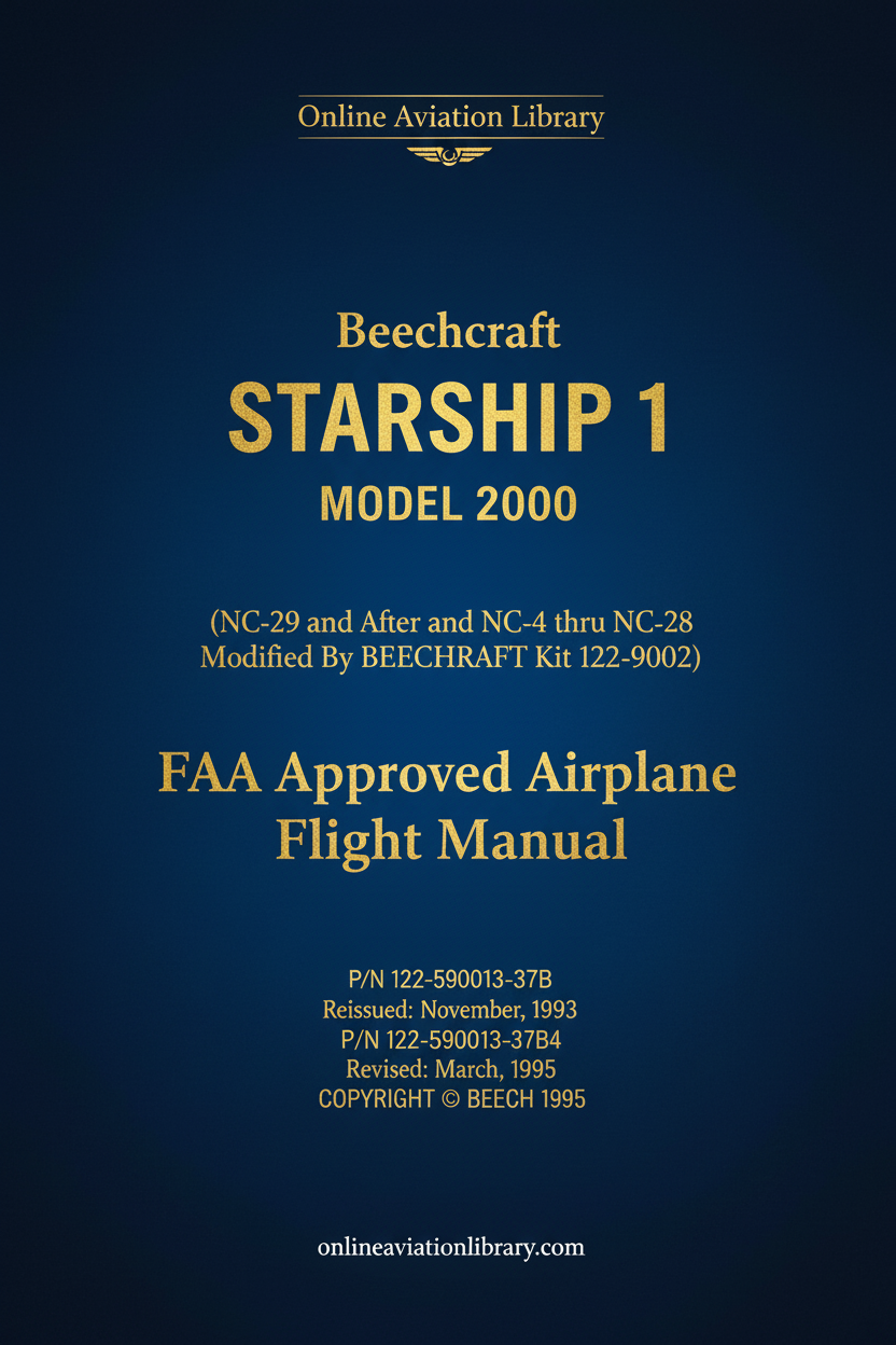 Beechcraft Starship 1 Model 2000 FAA Approved Airplane Flight Manual Cover