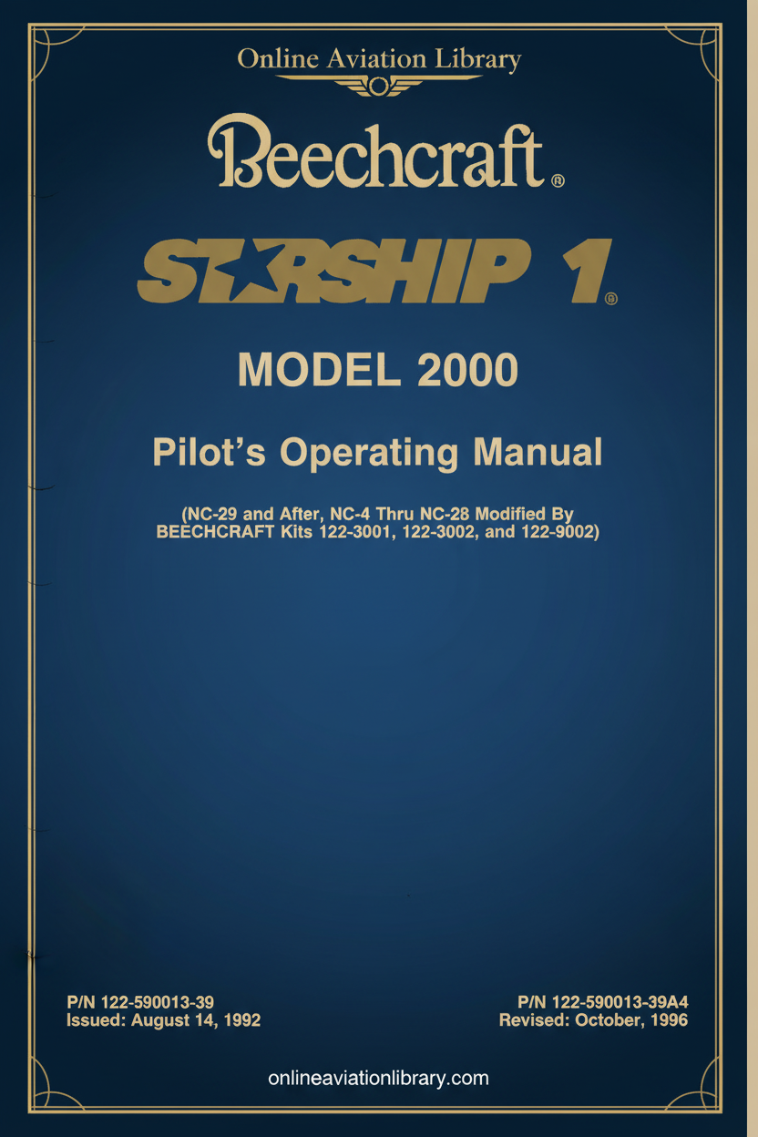 Beechcraft Starship 1 Model 2000 Pilot's Operating Manual Cover