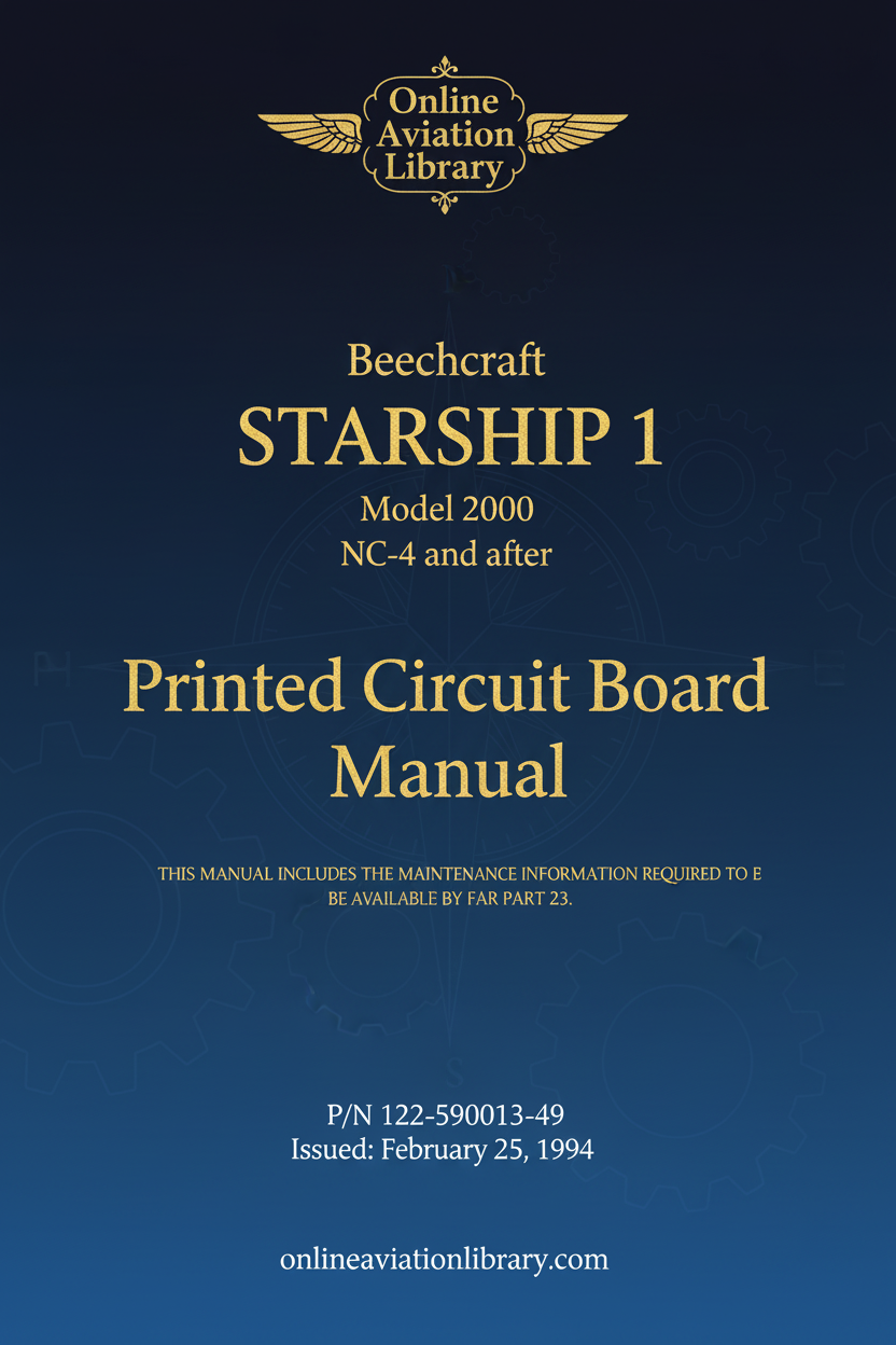 Beechcraft Starship 1 Model 2000 Printed Circuit Board Manual Cover