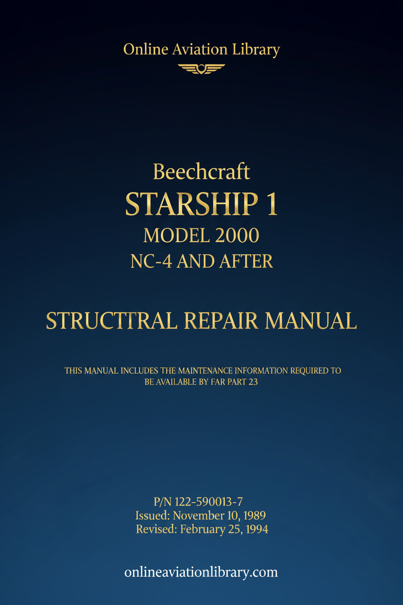 Beechcraft Starship 1 Model 2000 Structural Repair Manual Cover