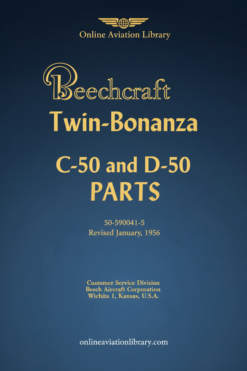 Beechcraft Twin-Bonanza C-50 D-50 Parts Manual Cover