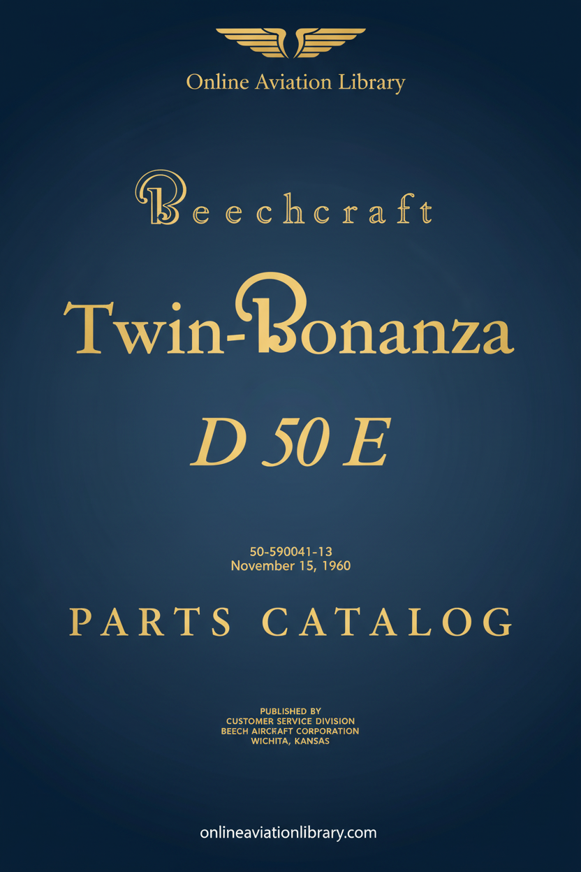 Beechcraft Twin-Bonanza D50E Parts Catalog Cover