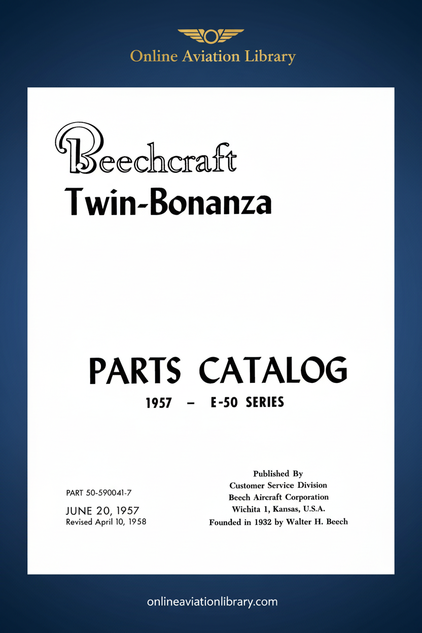 Beechcraft Twin-Bonanza E-50 Parts Catalog Cover