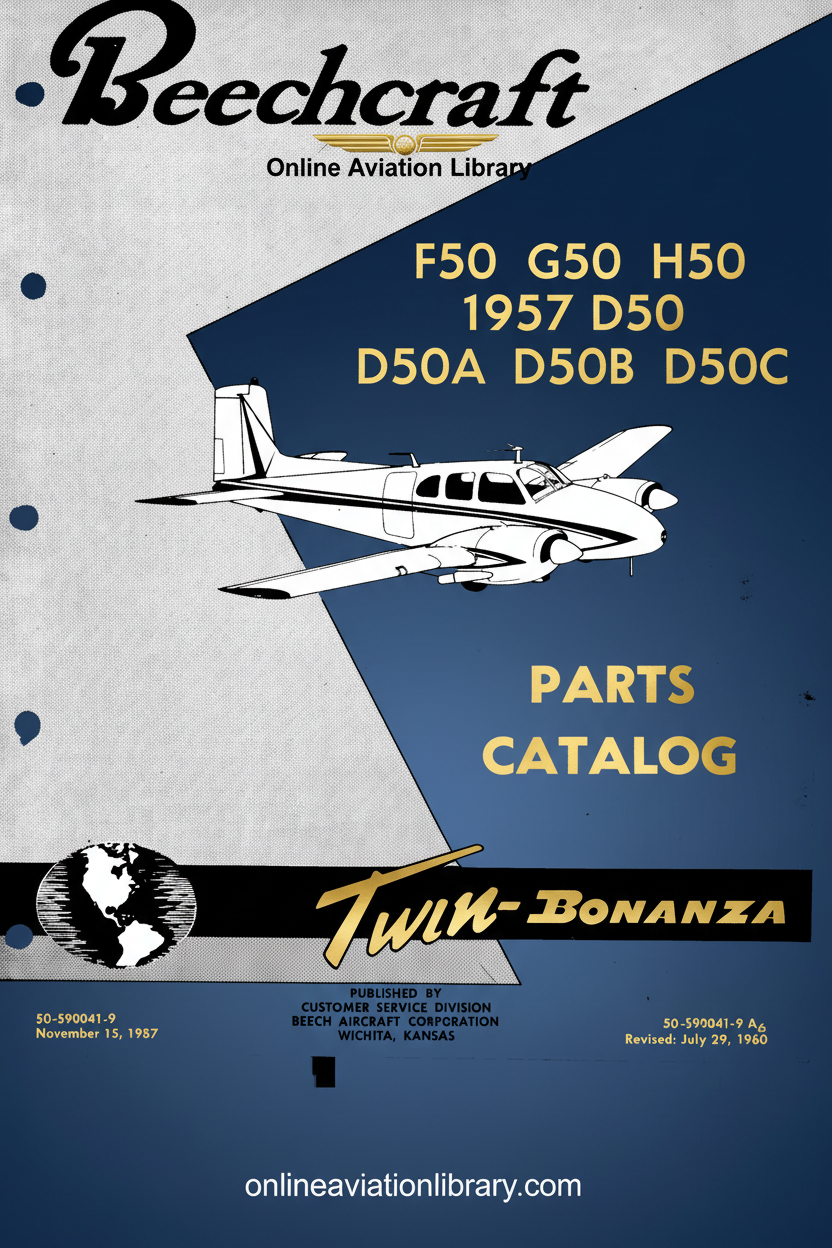 Beechcraft Twin-Bonanza Multi-Variant Parts Catalog Cover - Corrected
