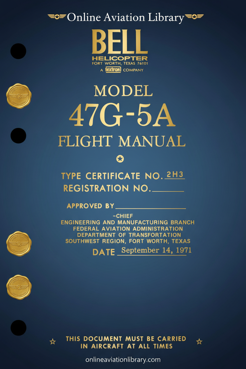Bell Model 47G-5A Flight Manual Cover Page
