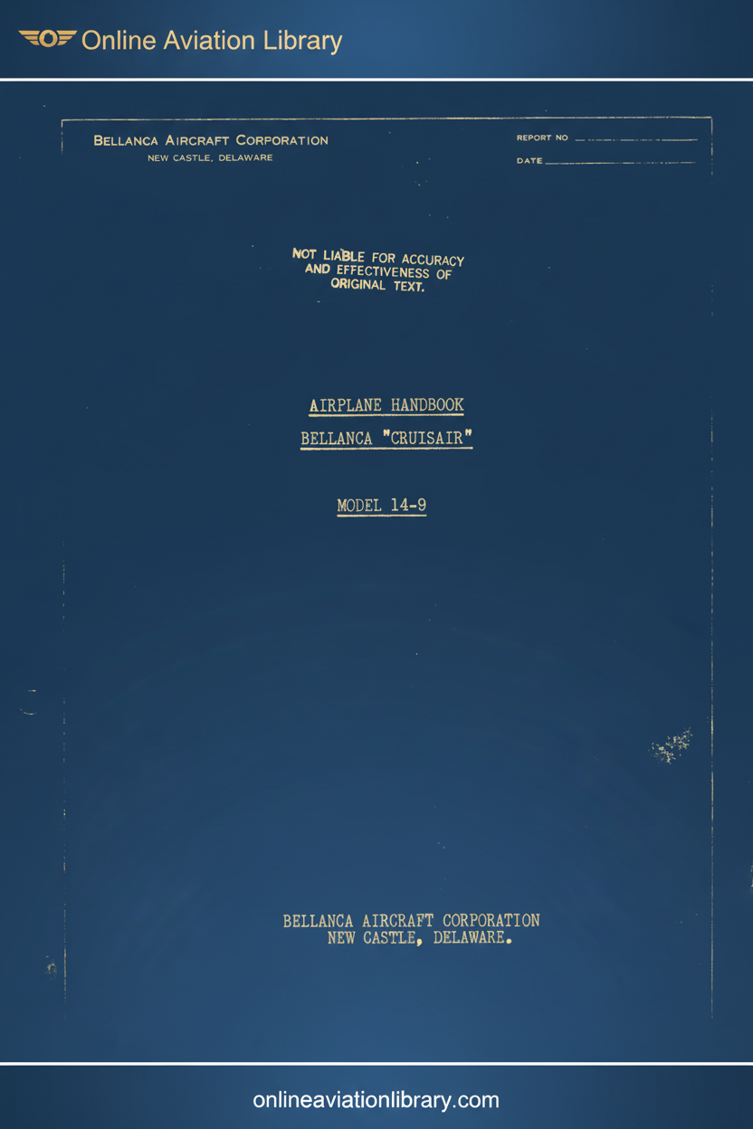 Bellanca 14-9 Cruisair Standard Cover Page - Blue Background