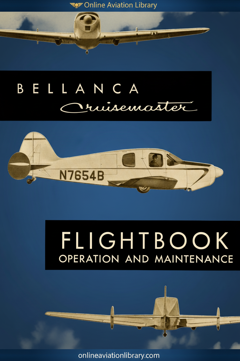 Bellanca Cruisemaster Flightbook Standard Cover Page - Blue Background
