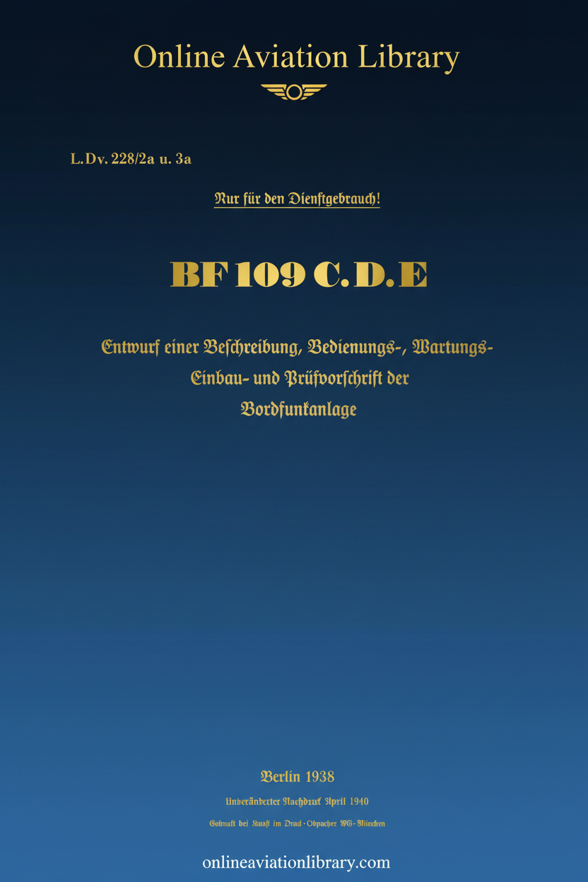 Bf 109 C, D, E Radio Equipment Manual Cover