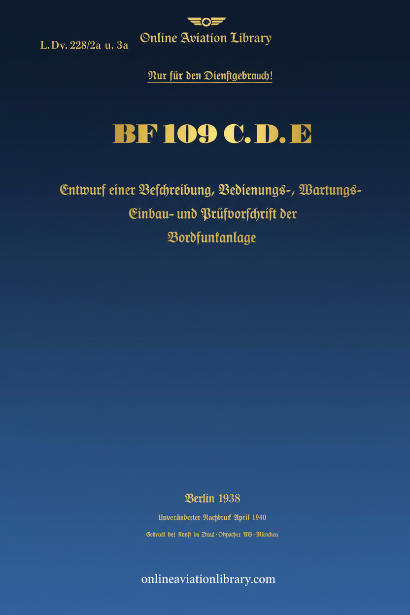 BF 109 C, D, E Radio Equipment Manual Cover
