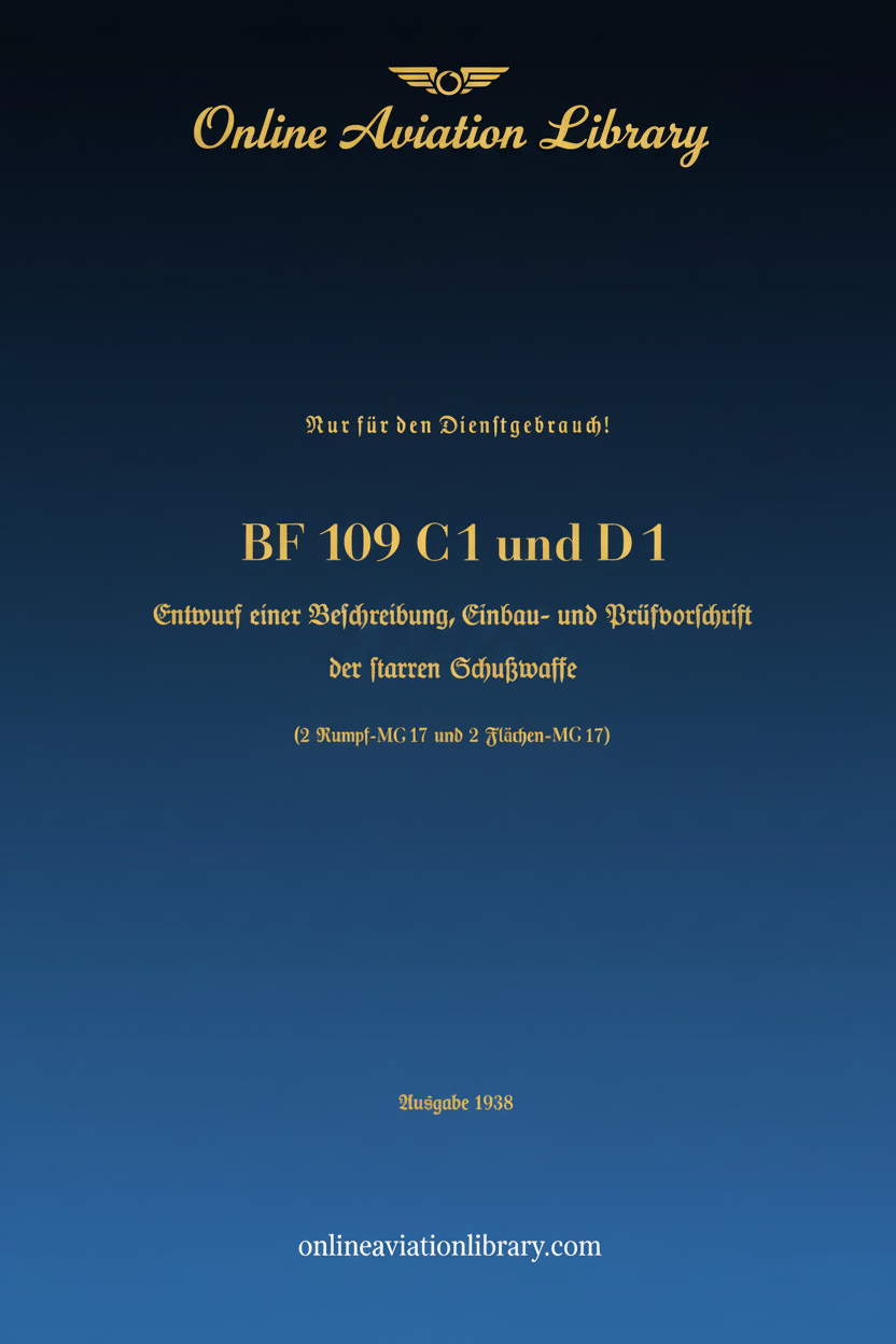 Bf 109 C1 and D1 Technical Manual Cover