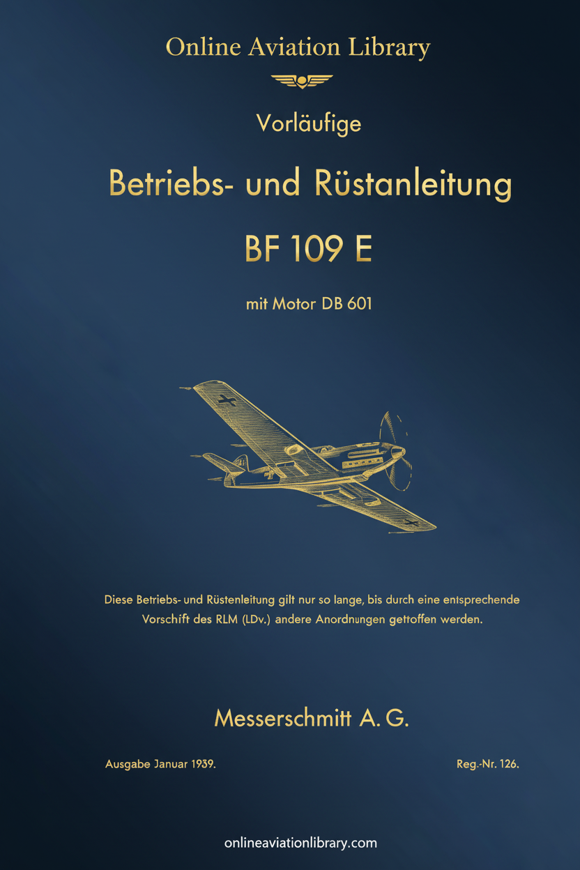 Bf 109 E Operating and Equipment Instructions Cover
