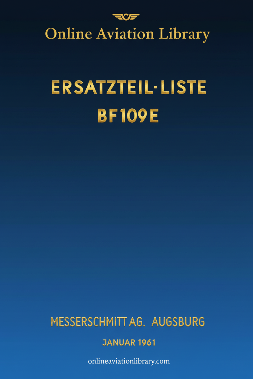 BF 109 E Spare Parts List Cover