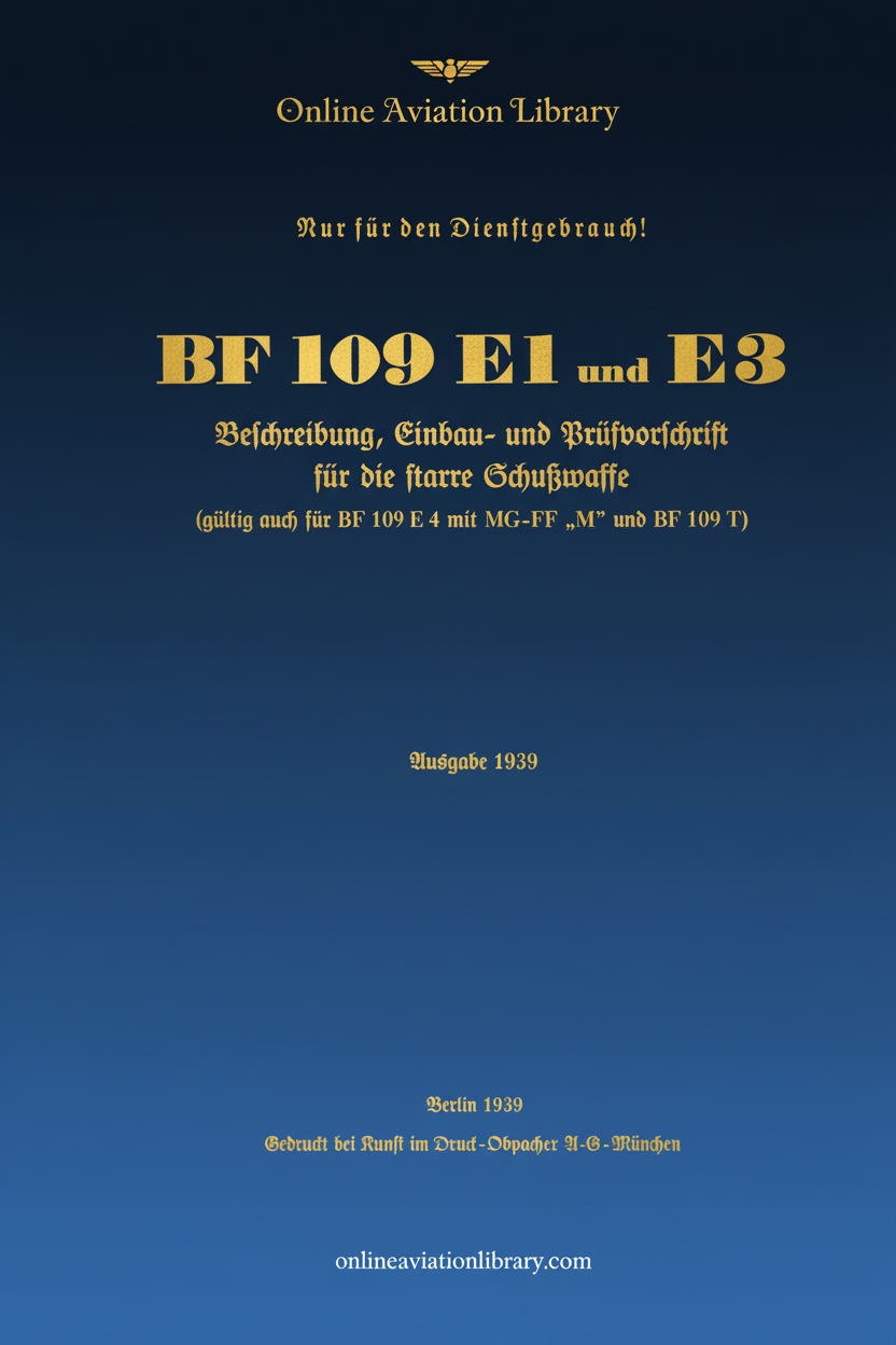 BF 109 E1 and E3 Technical Manual Cover