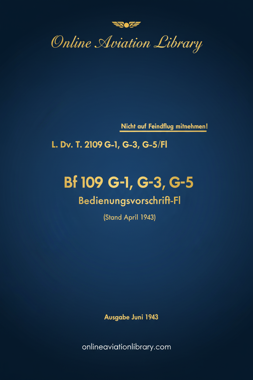 Bf 109 G-1, G-3, G-5 Operating Instructions Cover