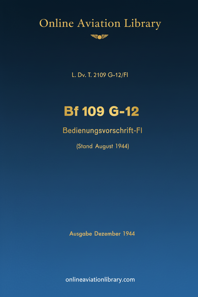 Bf 109 G-12 Operating Instructions Cover