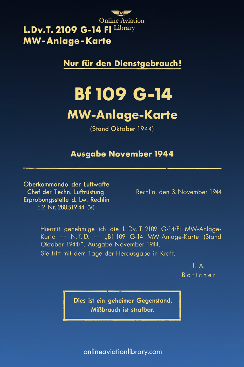 Bf 109 G-14 MW-Anlage-Karte Cover