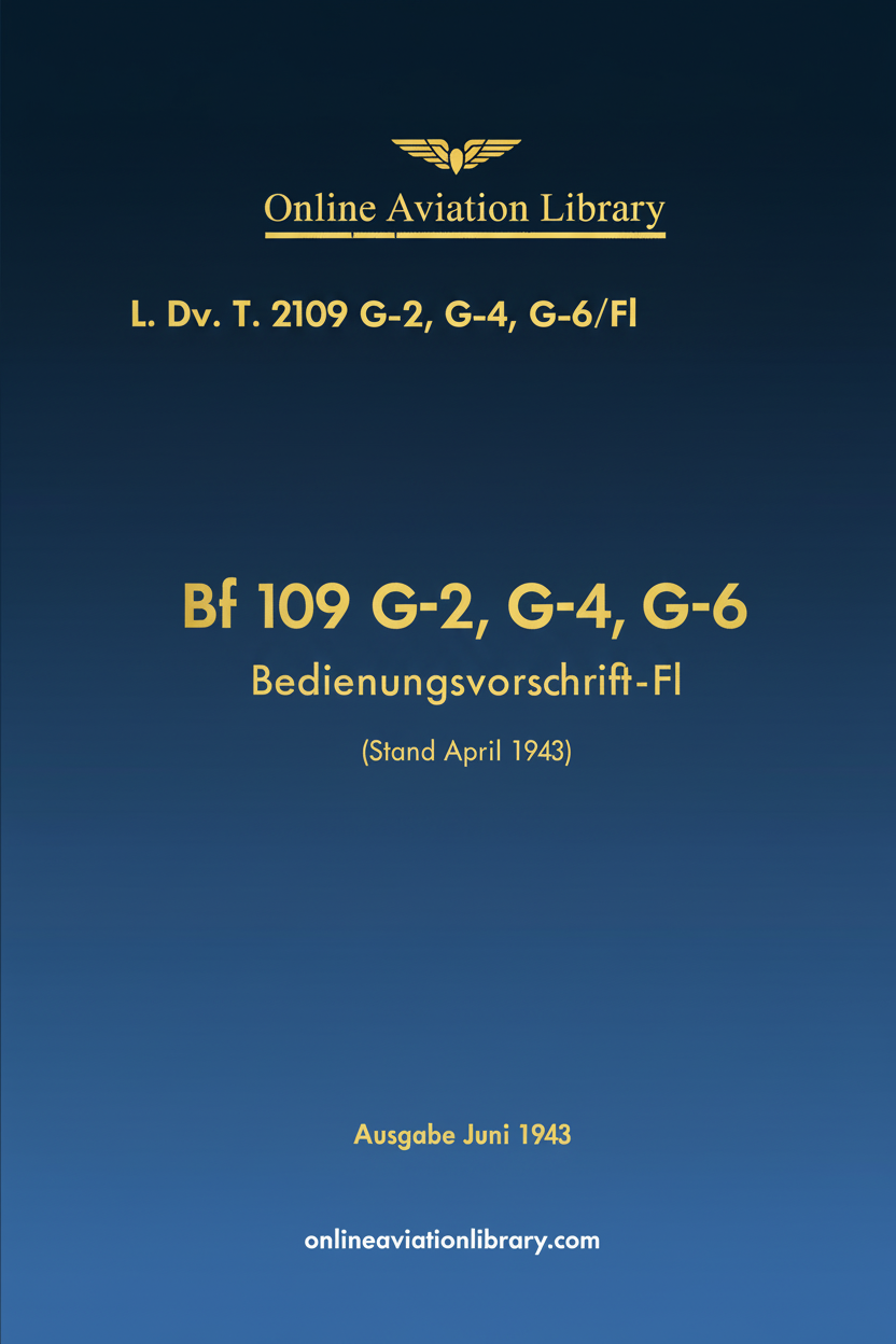 Bf 109 G-2, G-4, G-6 Operating Instructions Cover