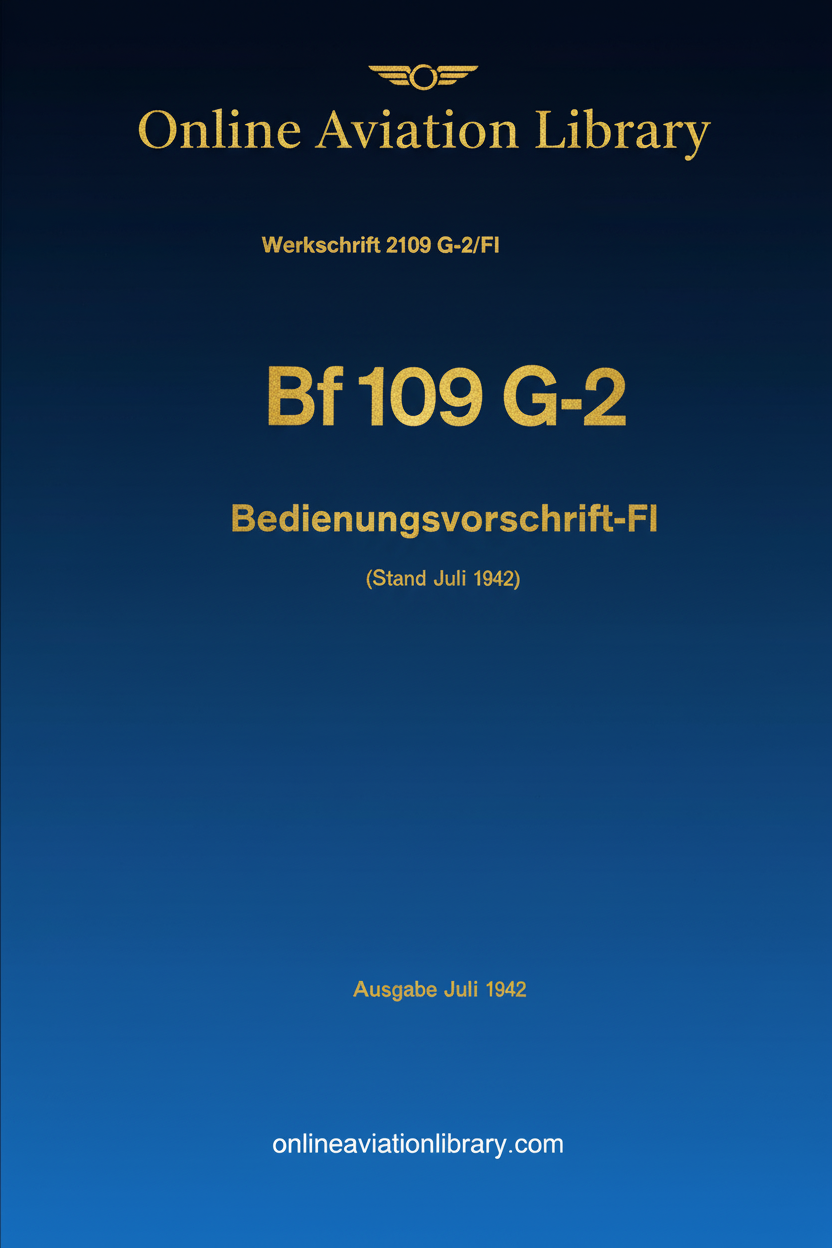 Bf 109 G-2 Operating Instructions Cover