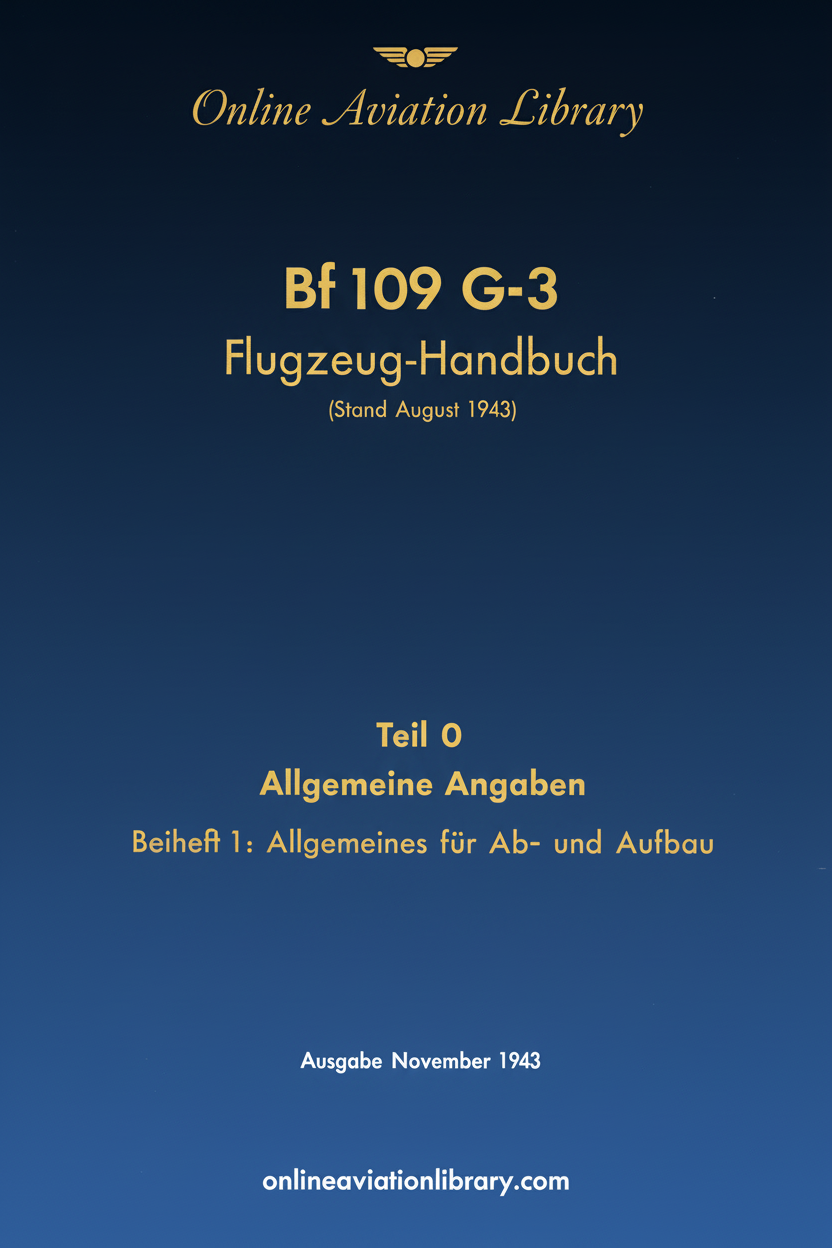 Bf 109 G-3 Flight Handbook Teil 0 Beiheft 1 Cover
