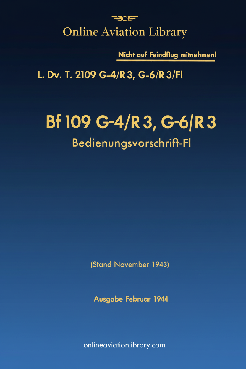 Bf 109 G-4/R3, G-6/R3 Operating Instructions Cover