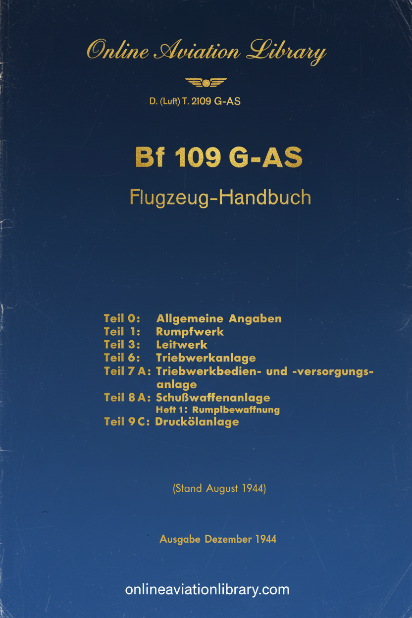 Bf 109 G-AS Flight Handbook Cover
