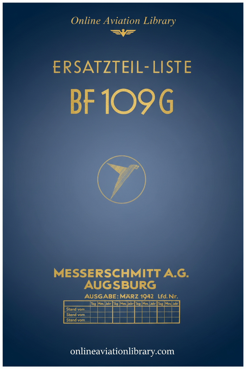 Bf 109 G Parts List Cover - March 1942