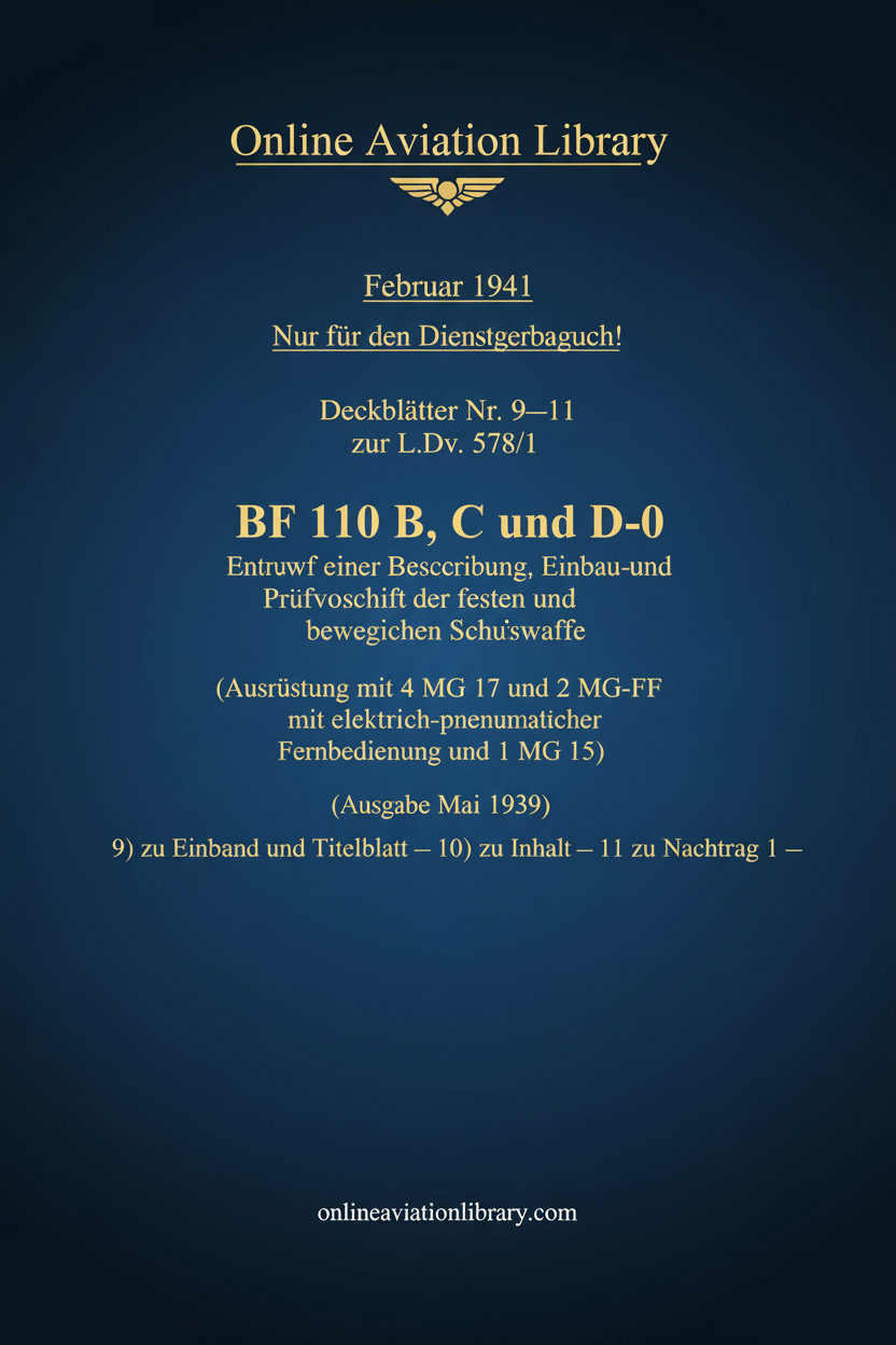 Bf 110 B C und D-0 Deckblätter Standard Cover Page