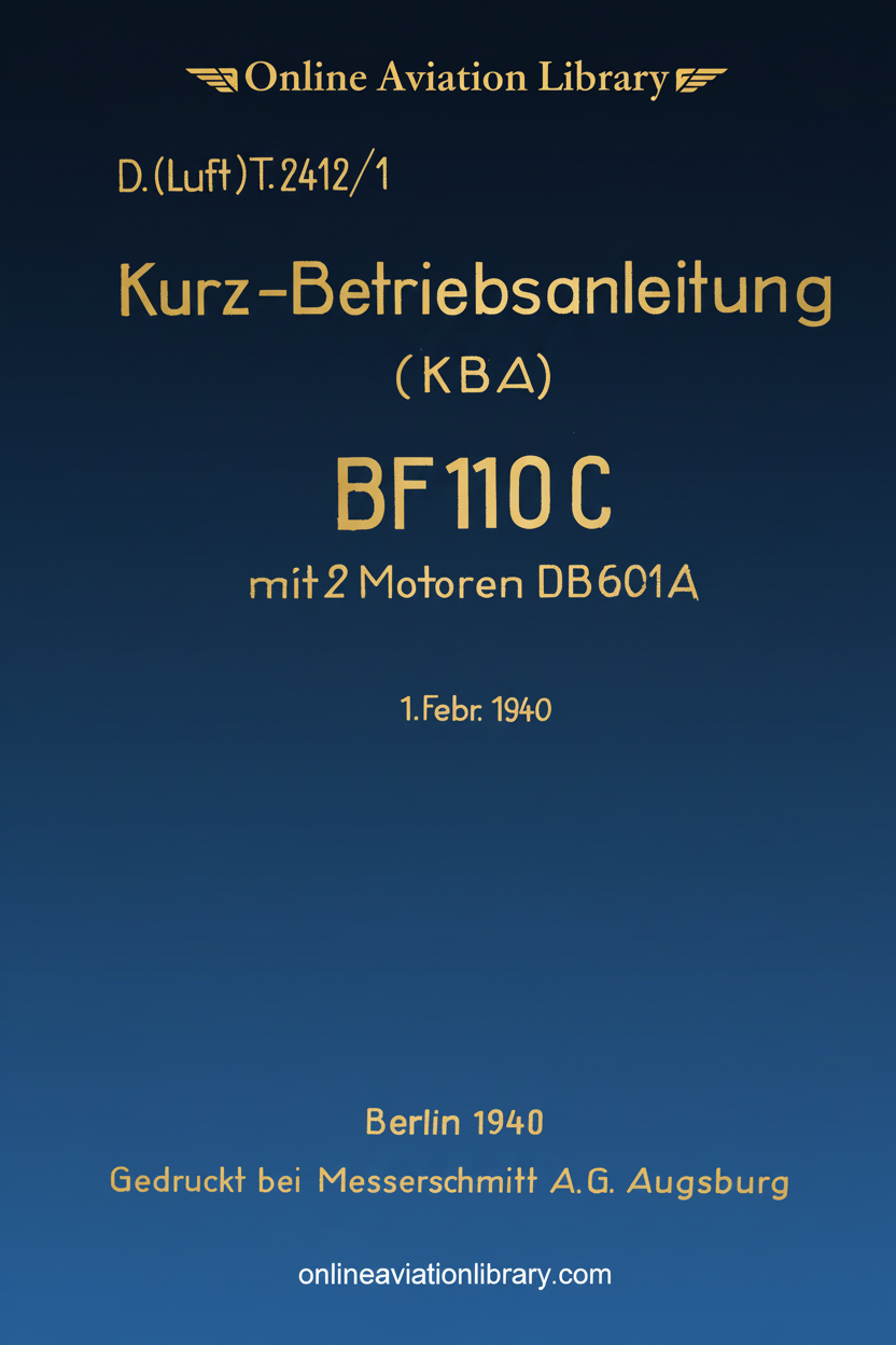 Bf 110 C Short Operating Instructions Cover Page