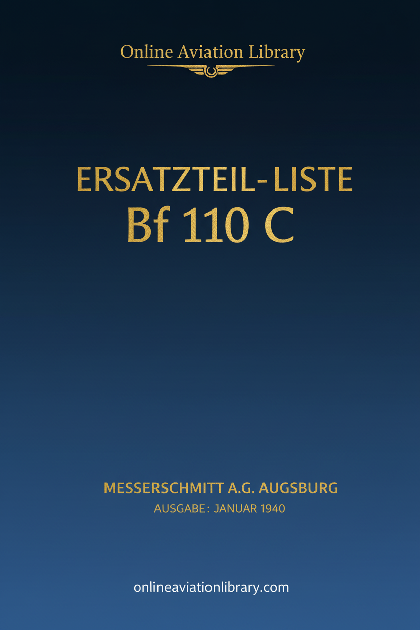 Bf 110 C Spare Parts List Cover Page