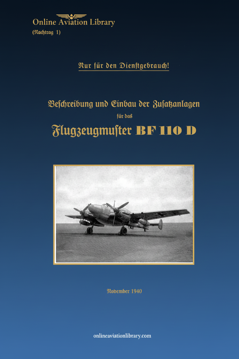 Bf 110 D Auxiliary Equipment Manual Cover Page