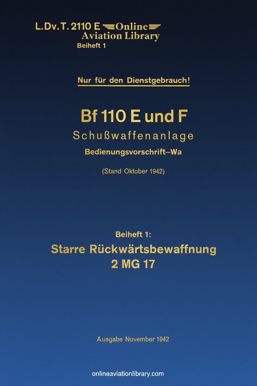 Bf 110 E and F Firearms System Manual Cover Page