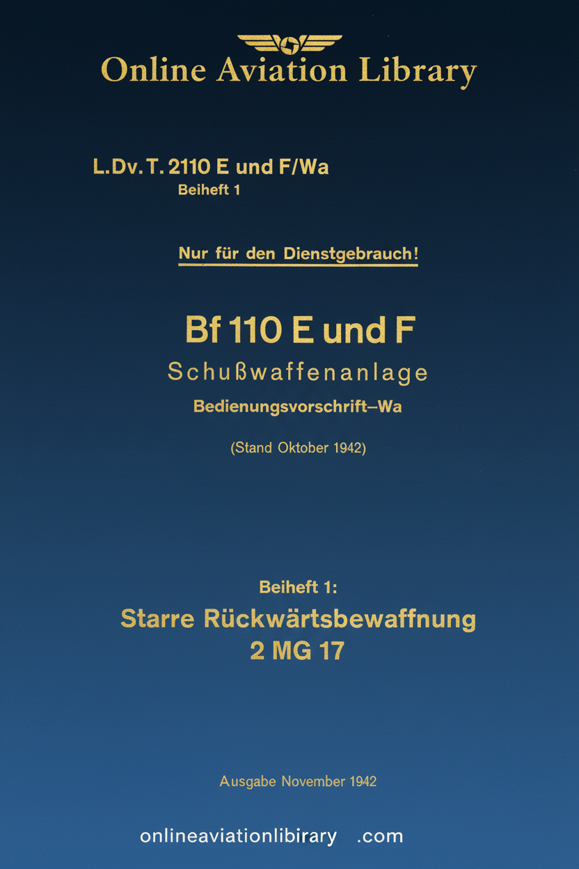 Bf 110 E and F Firearms System Manual Cover Page