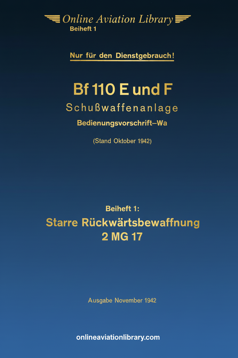 Bf 110 E and F Firearms System Manual Cover Page