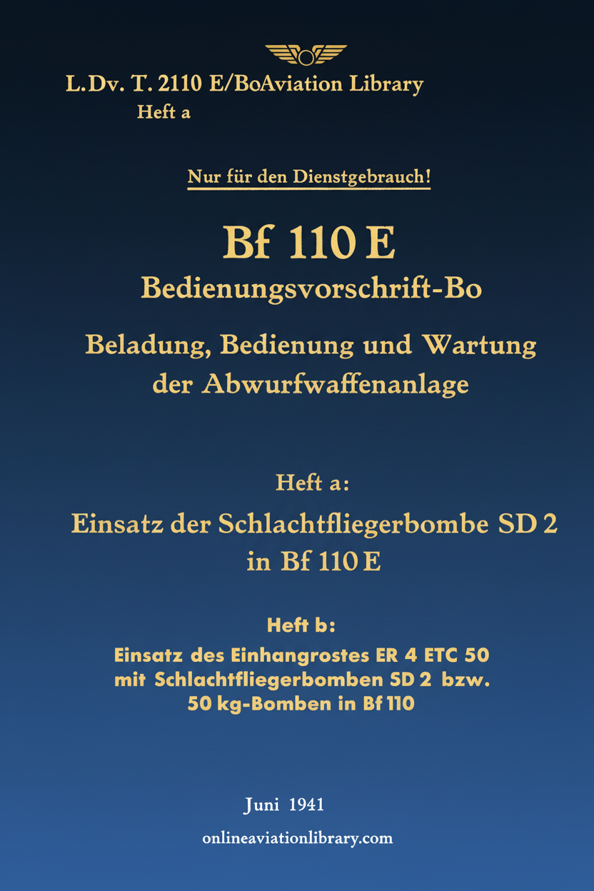 Bf 110 E Bomb Release System Manual Cover Page