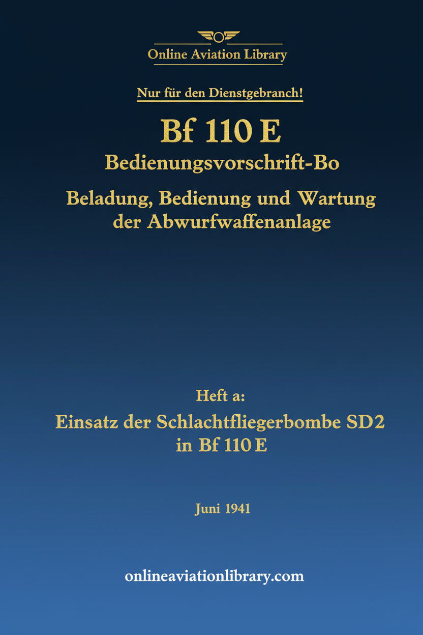 Bf 110 E Bomb Release System Manual Heft a Cover Page