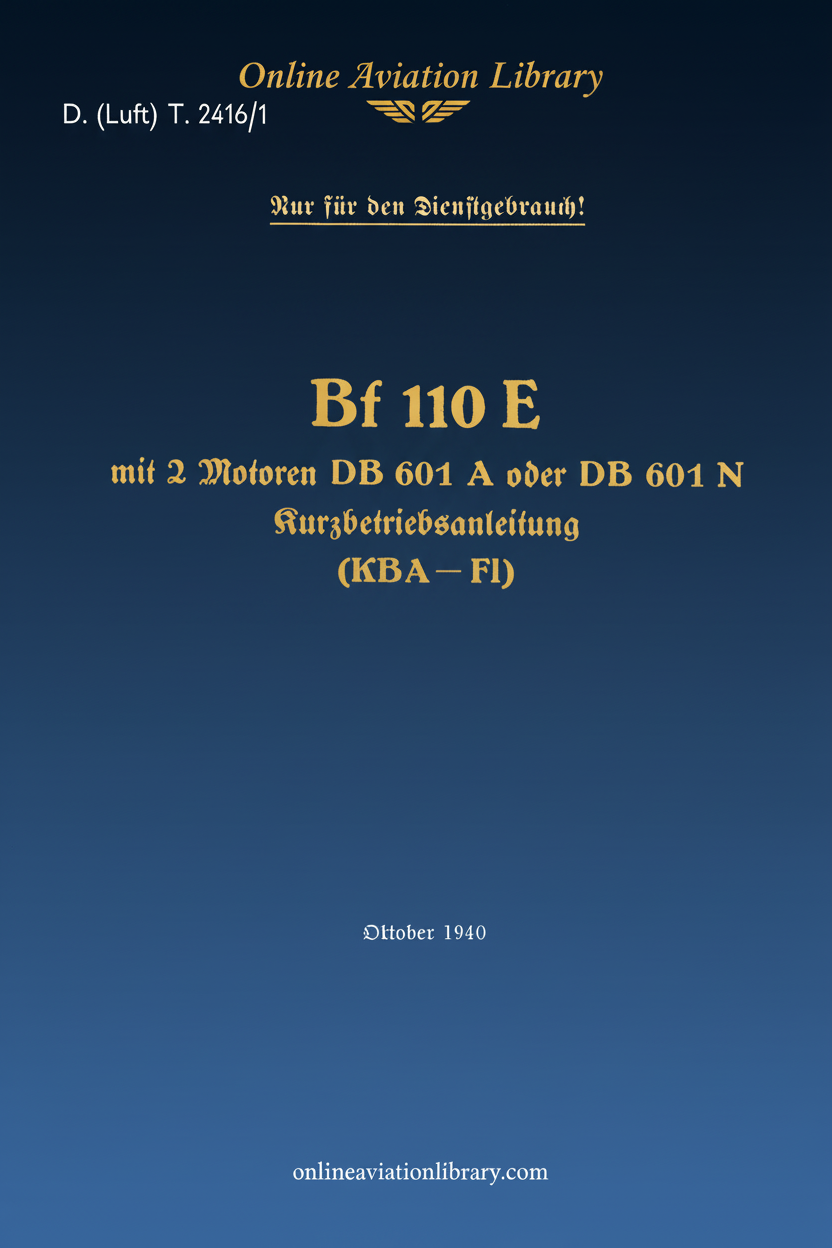 Bf 110 E Short Operating Instructions Cover Page