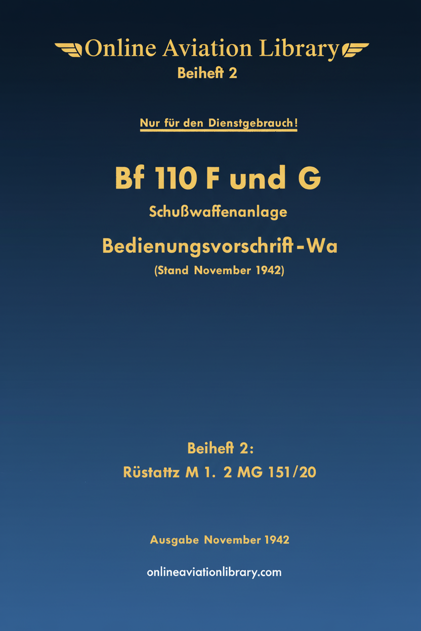 Bf 110 F and G Firearms System Manual Cover Page