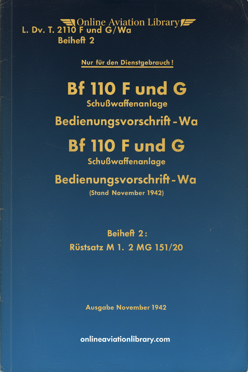 Bf 110 F and G Firearms System Manual Cover Page