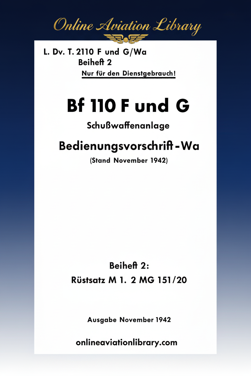 Bf 110 F and G Firearms System Manual Cover Page