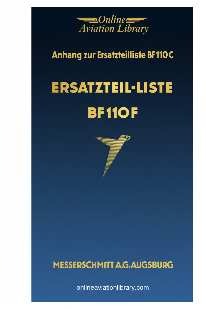 Bf 110 F Spare Parts List Cover Page