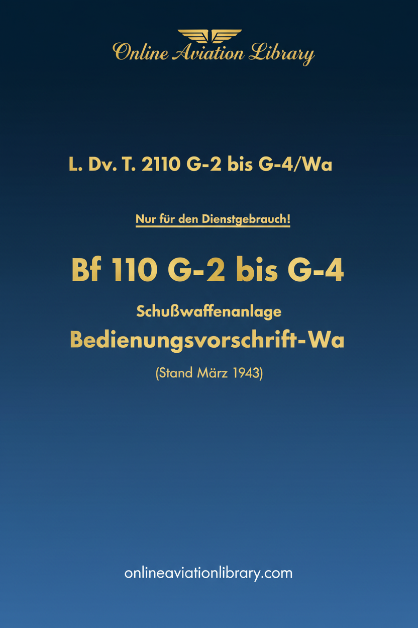 Bf 110 G-2 bis G-4 Firearms System Manual Cover Page