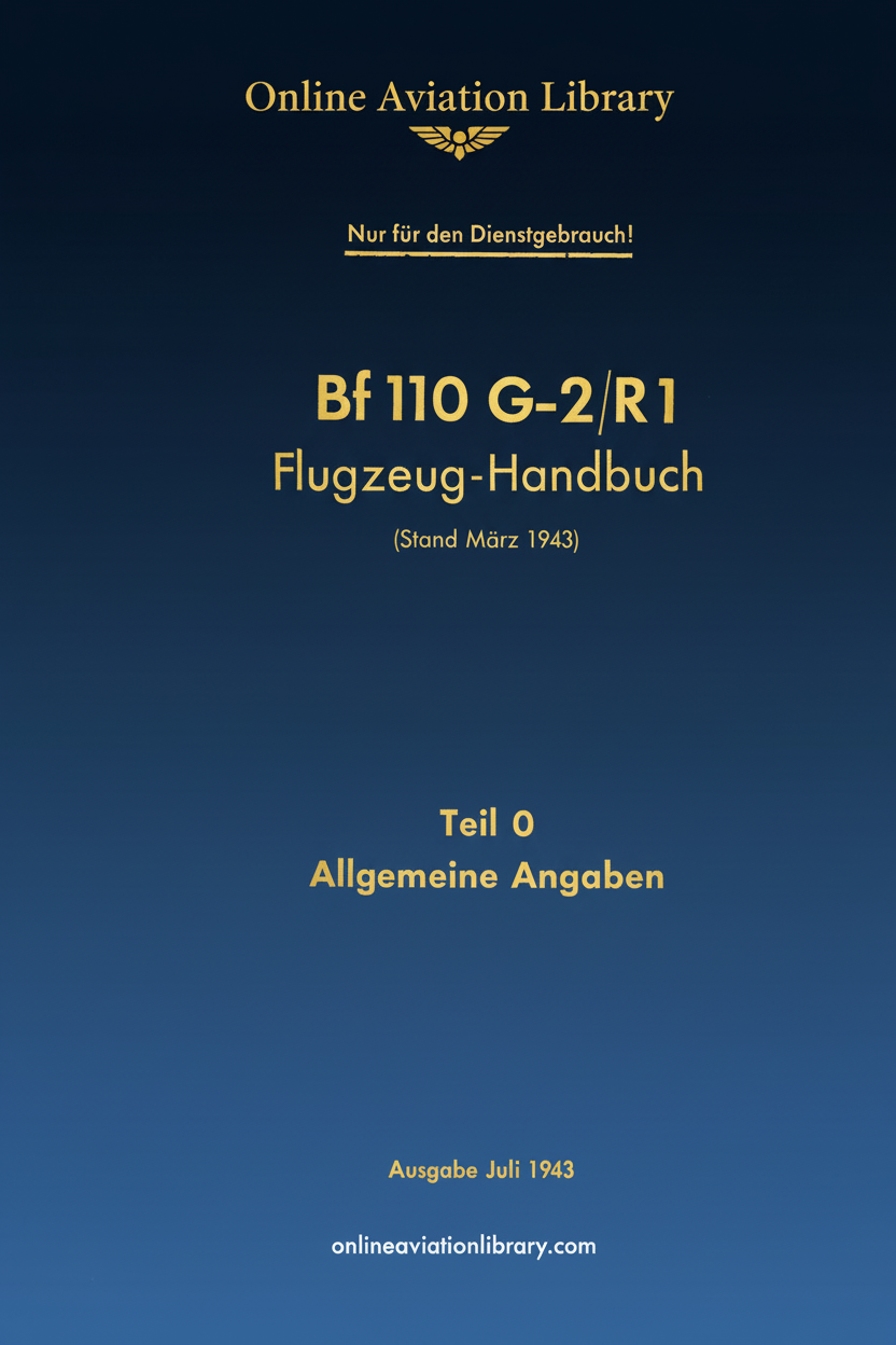Bf 110 G-2/R1 Aircraft Handbook Cover Page
